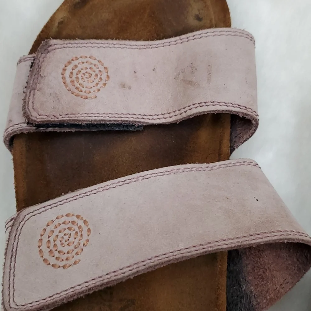 Naot Pink Double-Strap Leather Sandals